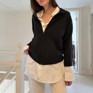 Hanes Fleece Hooded Zip Up Sweatshirt Black Size M